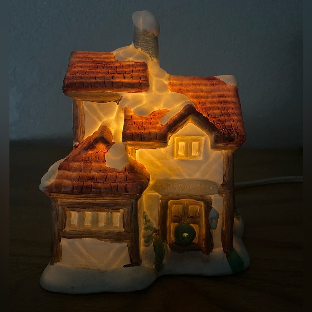 christmas village ceramic general store light up decor department 56 town scene